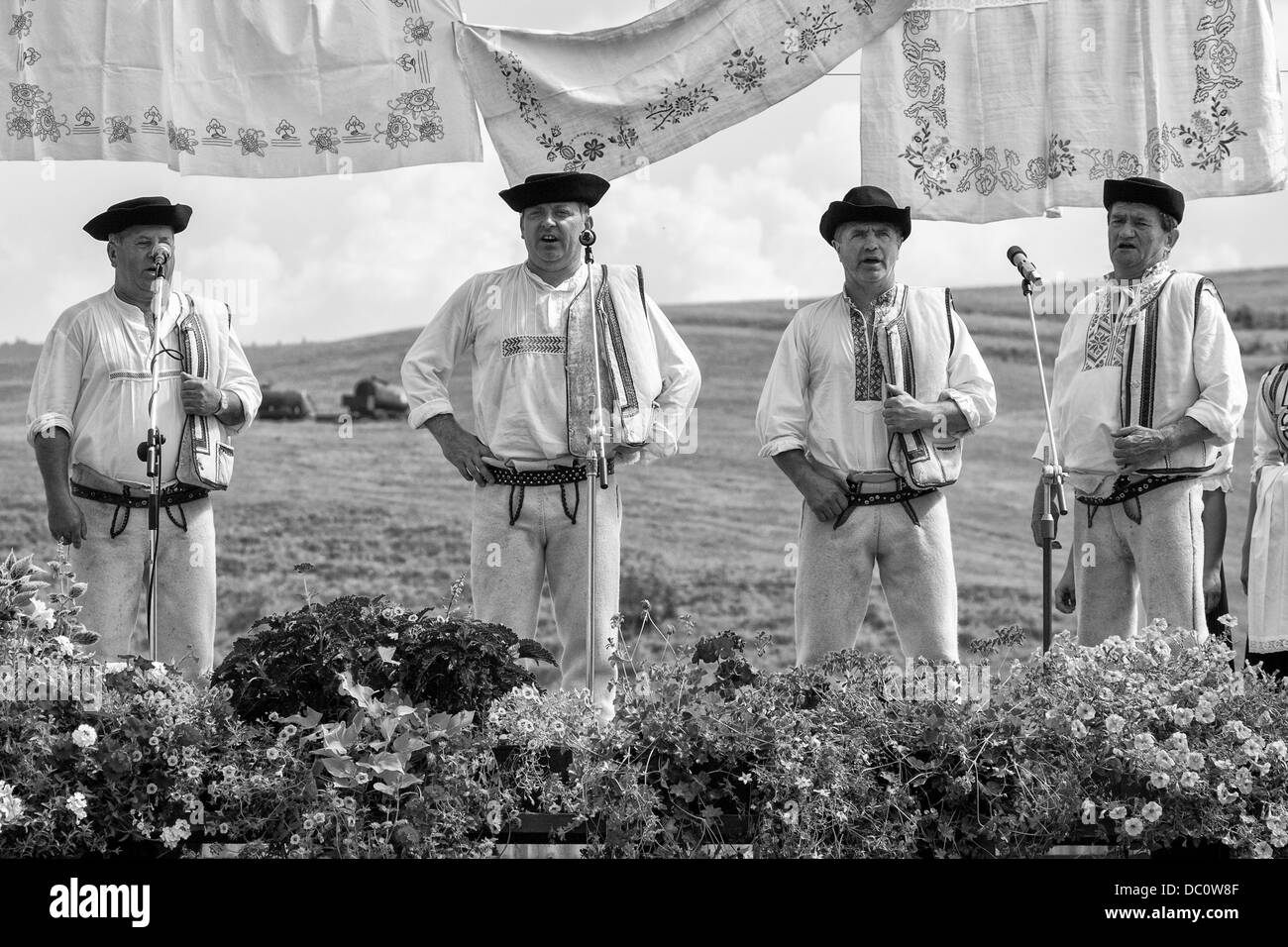 Folk singers on village celebrations show Stock Photo