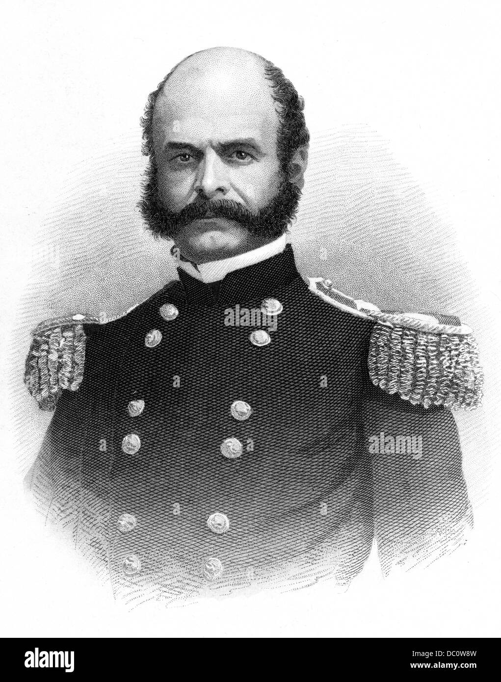 1800s 1860s PORTRAIT AMBROSE BURNSIDE GENERAL UNION ARMY AMERICAN CIVIL WAR INSPIRED WORD SIDEBURNS Stock Photo