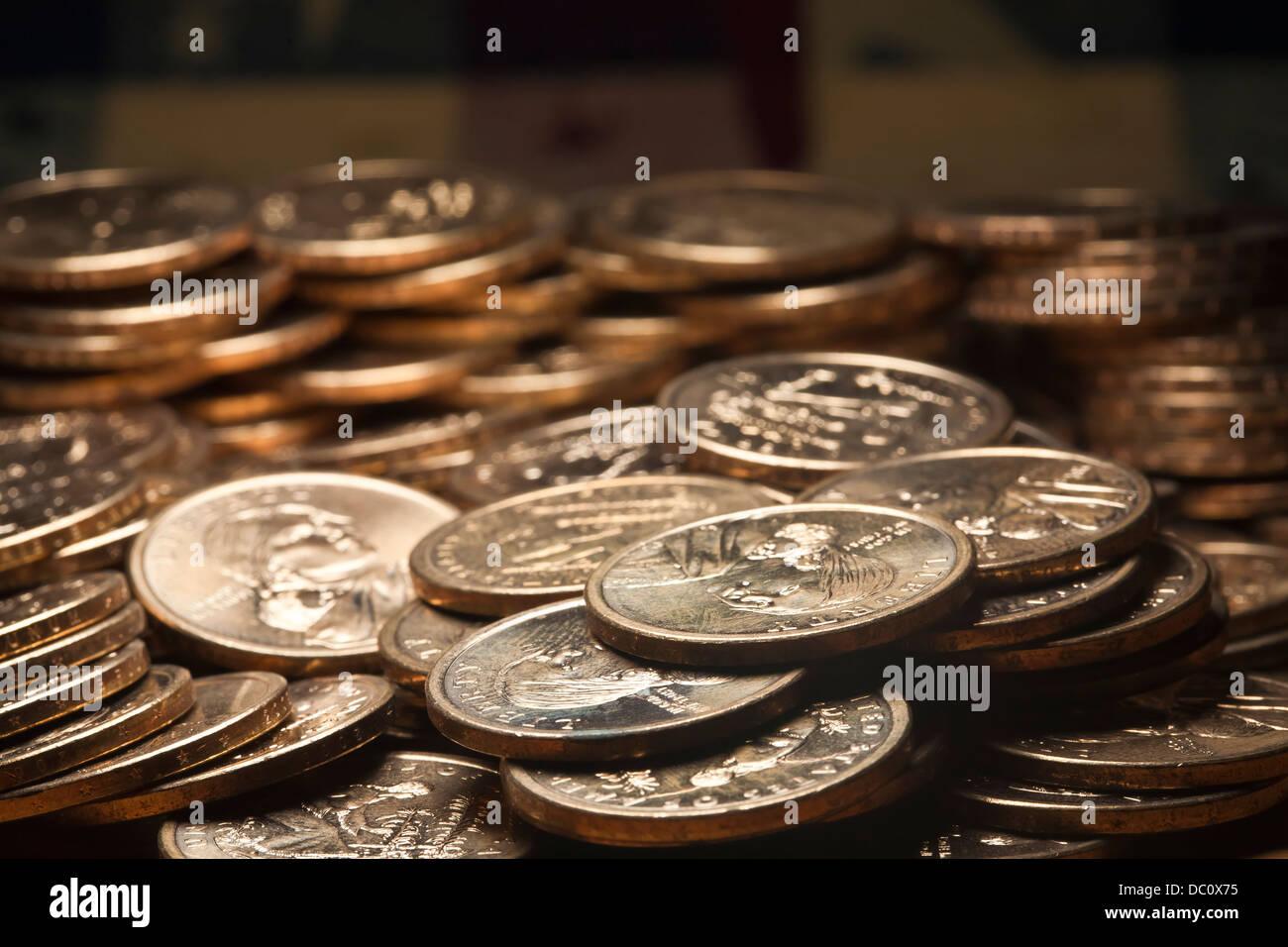 Pile of US dollar gold coins Stock Photo - Alamy