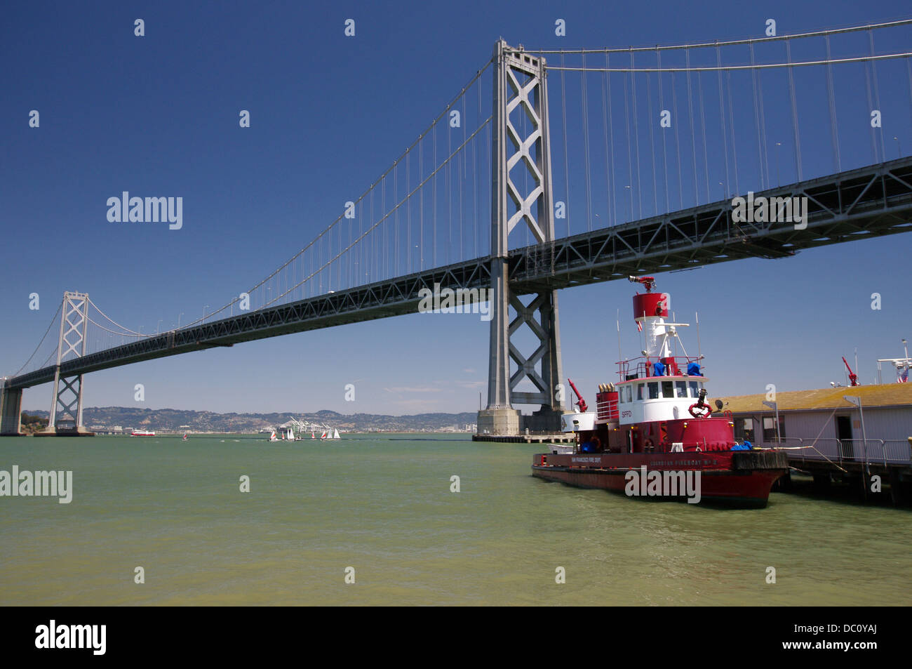 San Francisco–Oakland Bay Bridge as seen from the Embarcadero - San Francisco, USA Stock Photo