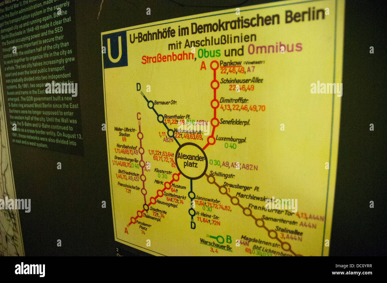 Germany, Berlin. Nordbanhof Station. Display mapping East Berlin 'ghost