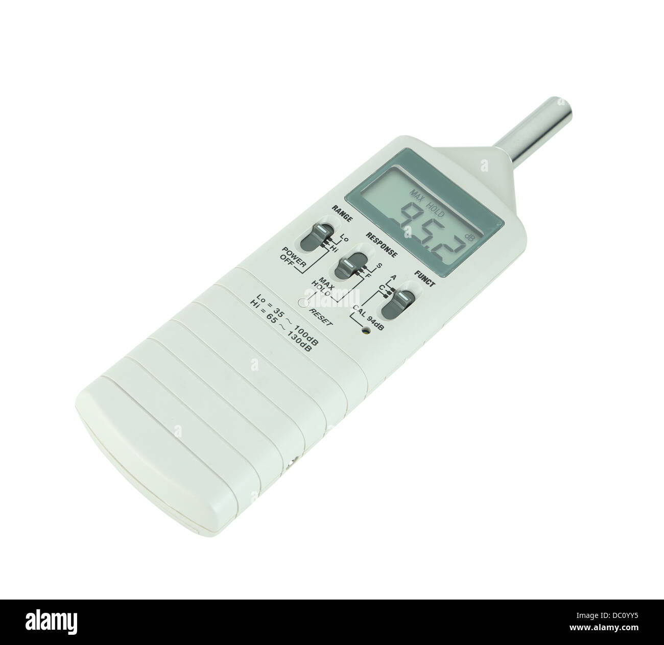 sound level meter on white background (with clipping path) Stock Photo