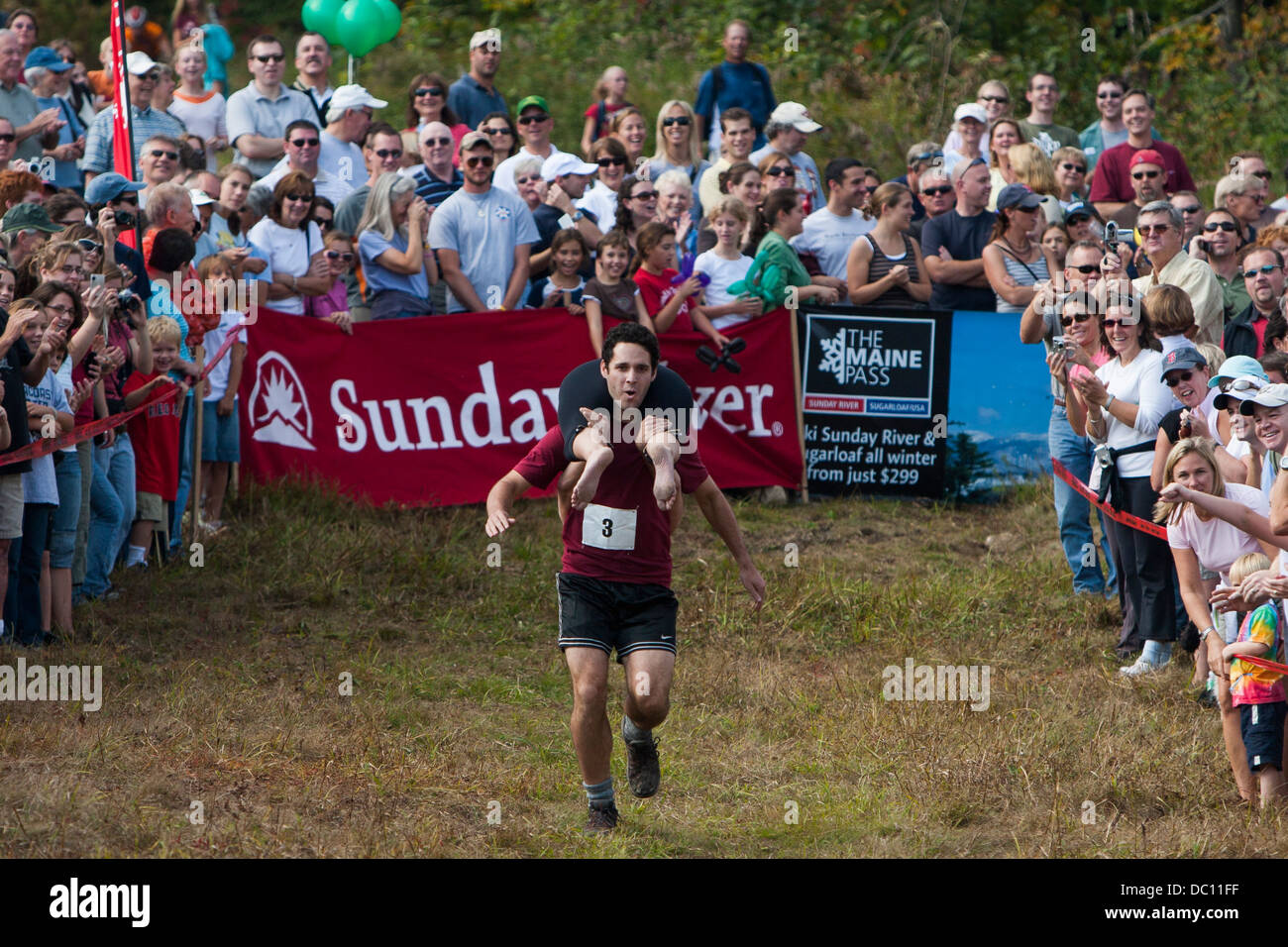 The North American Wife Carrying Championships.  Stock Photo