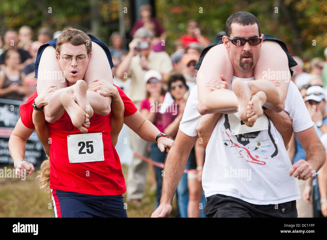 The North American Wife Carrying Championships.  Stock Photo