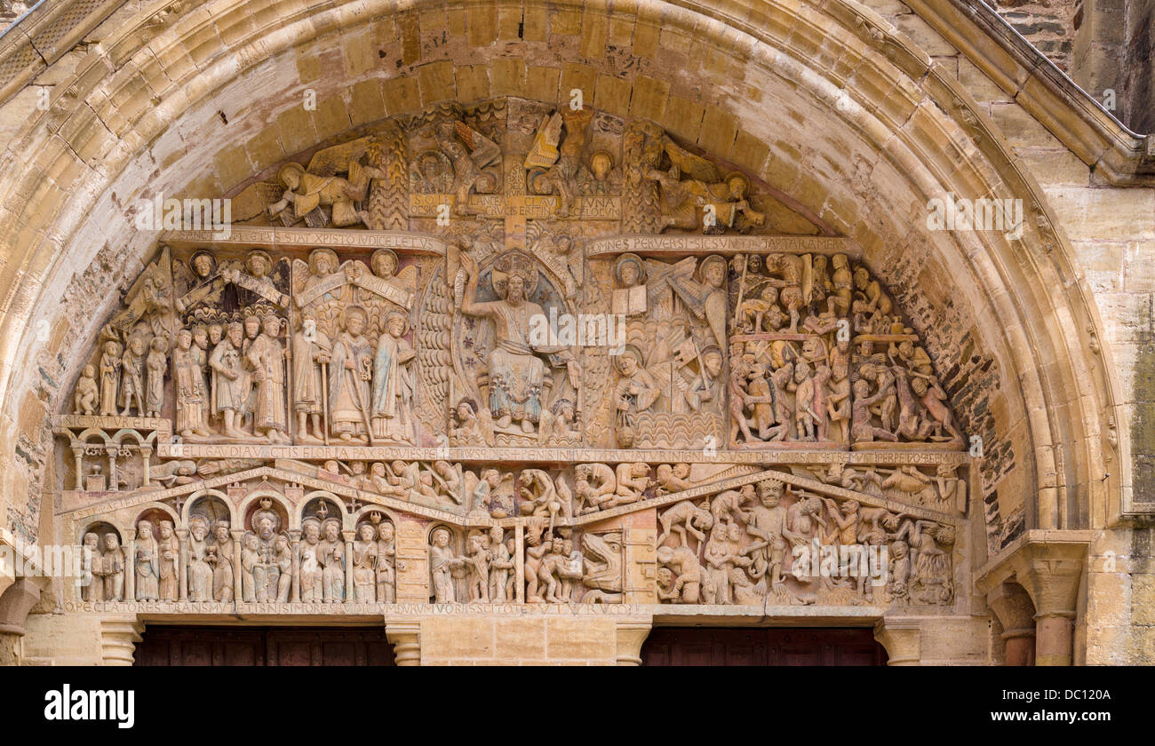 St. Foy's Tympanum of the Last Judgment. The detailed tympanum over the ...