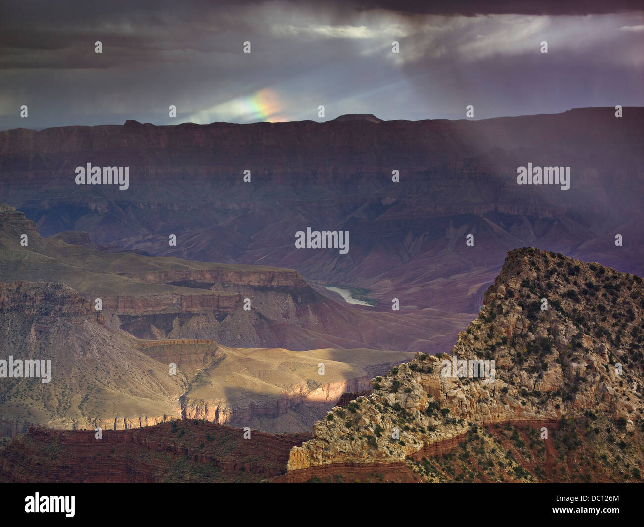 Rainbow and thunderstorm over the Grand Canyon Stock Photo - Alamy