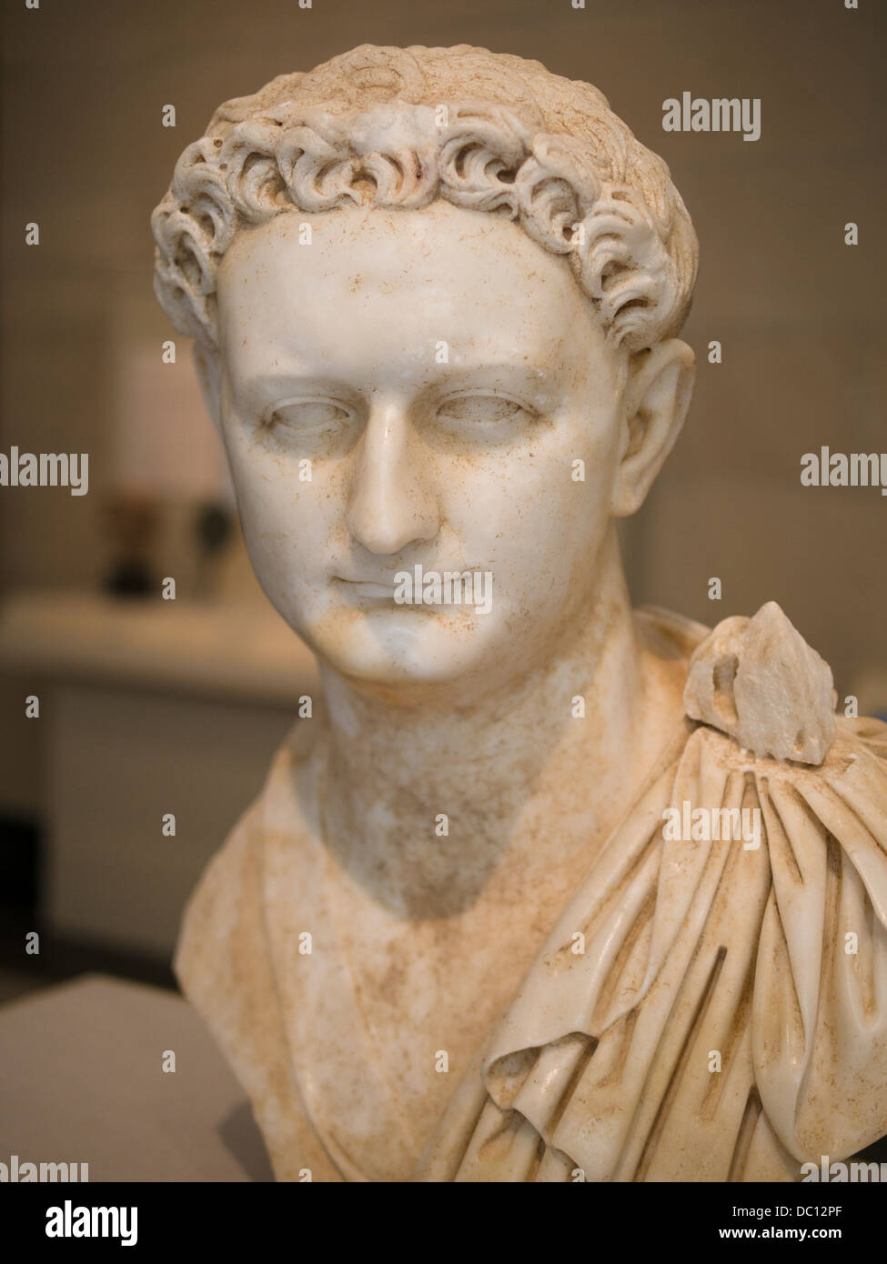 Portrait Bust of Roman Emperor Domitian. Marble statue, about 90