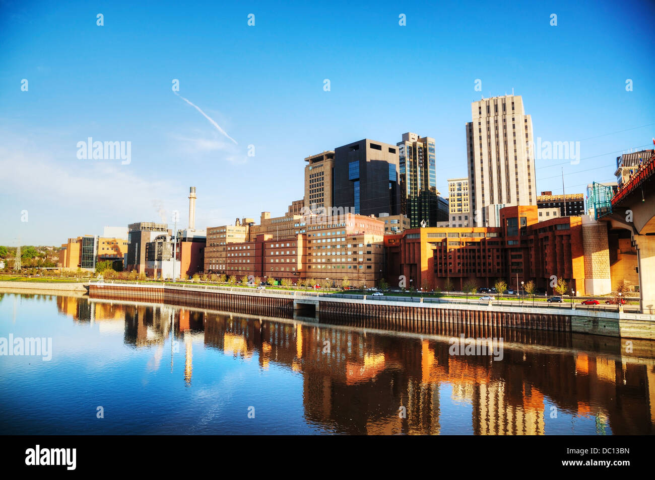 Downtown of St. Paul, MN and Mississippi river Stock Photo