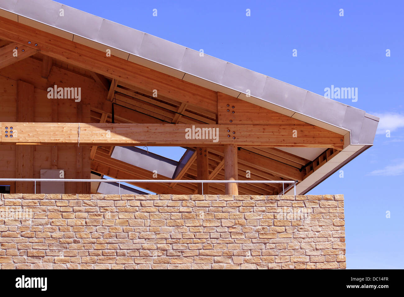 Natural wood construction of a house or business for an ecological energy saving Stock Photo