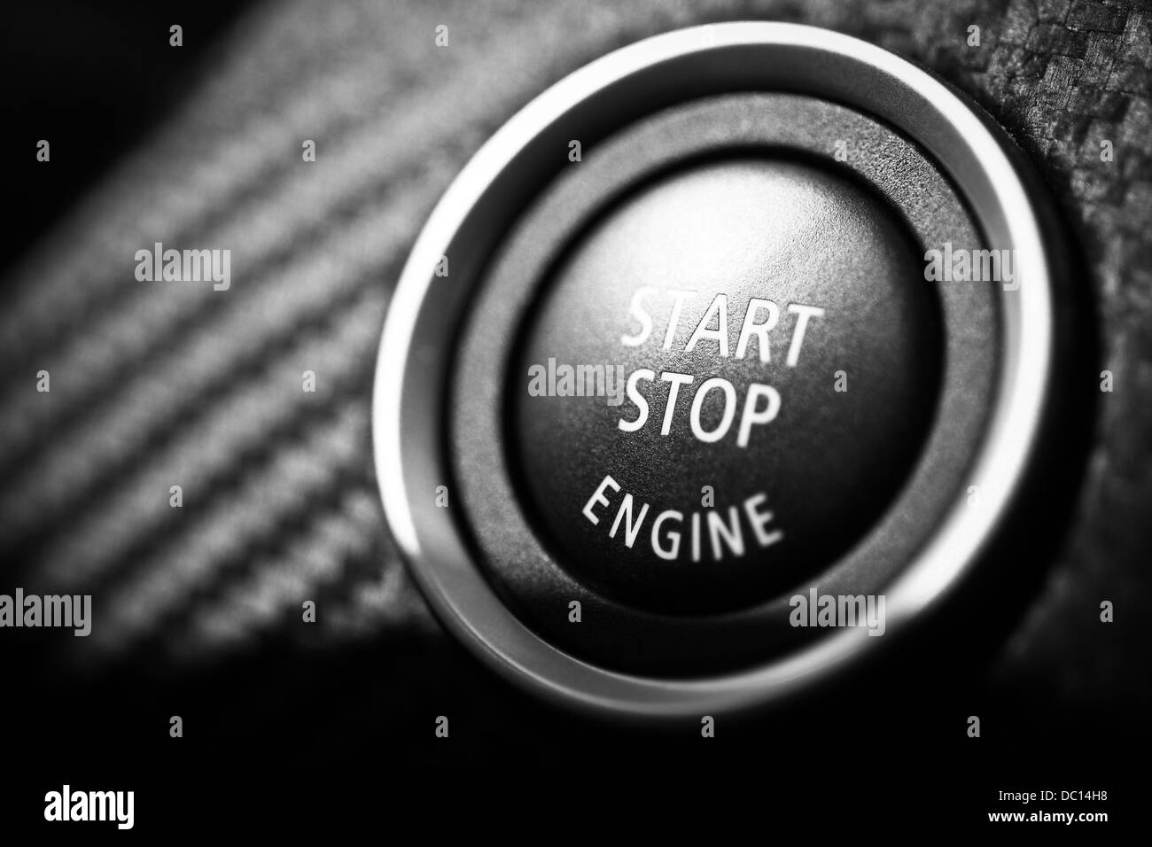 Detail on the start button in a car Stock Photo