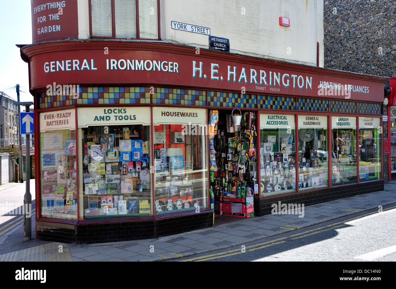 Broadstairs, Kent, England, UK. H E Harrington General Ironmonger shop  Stock Photo - Alamy