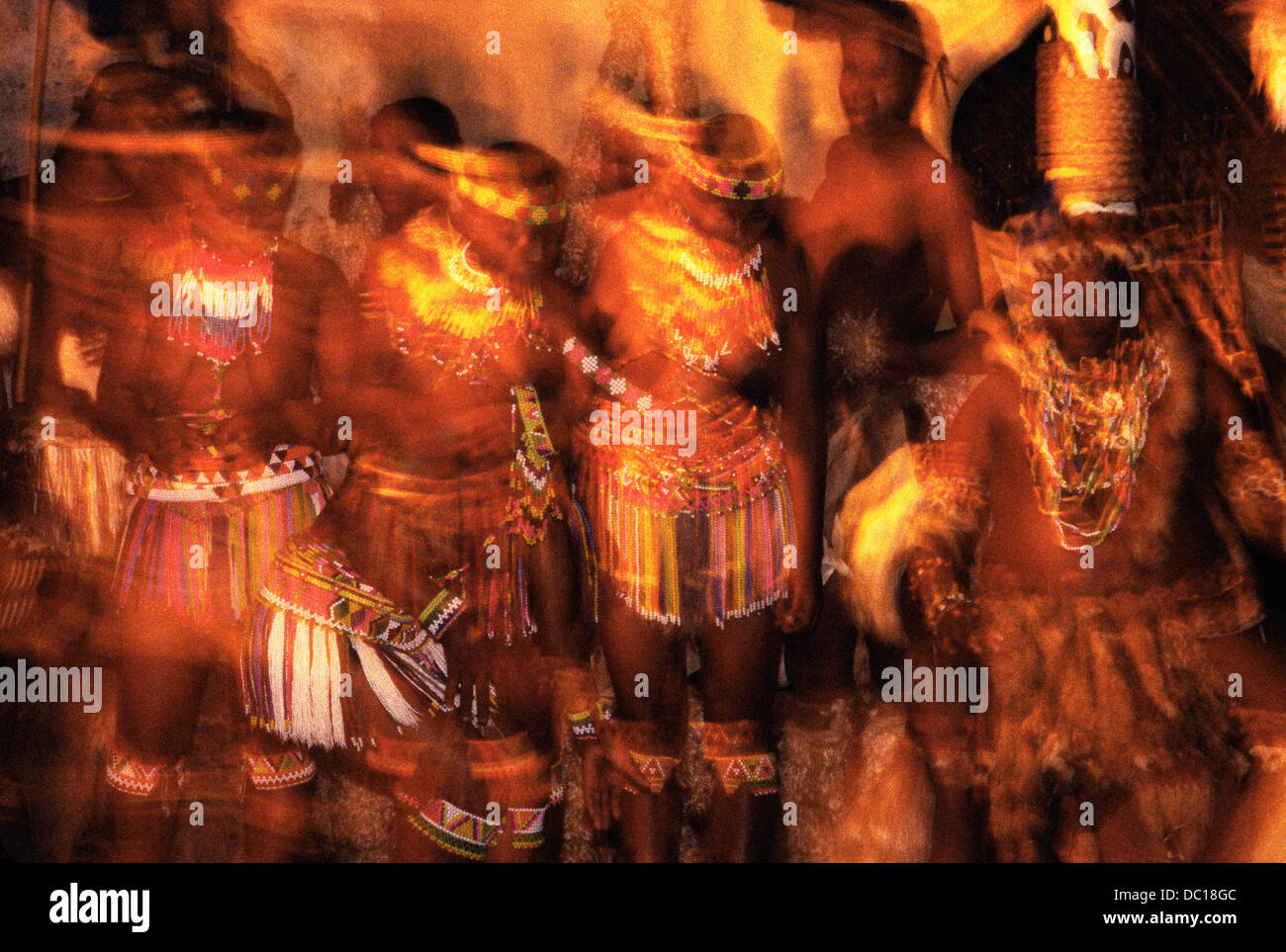 Zulu tribal dancing in Kwazulu. South Africa Stock Photo