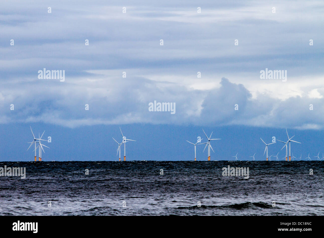 Wind Farm off the North Wales coast UK Europe Stock Photo