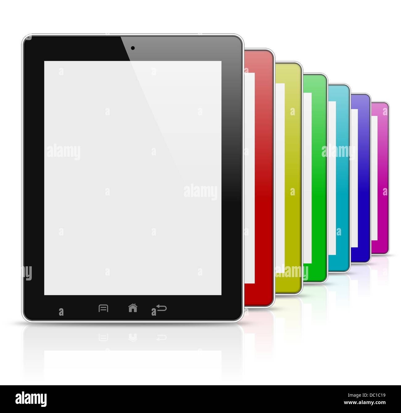 Series of modern personal electronic colorful rainbow tablets Stock