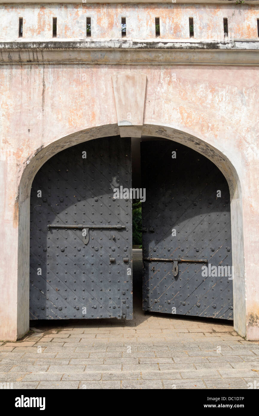 Fort Canning Gate is the remains of the old fort built on the top of the hill in middle of 19th century in Singapore Stock Photo