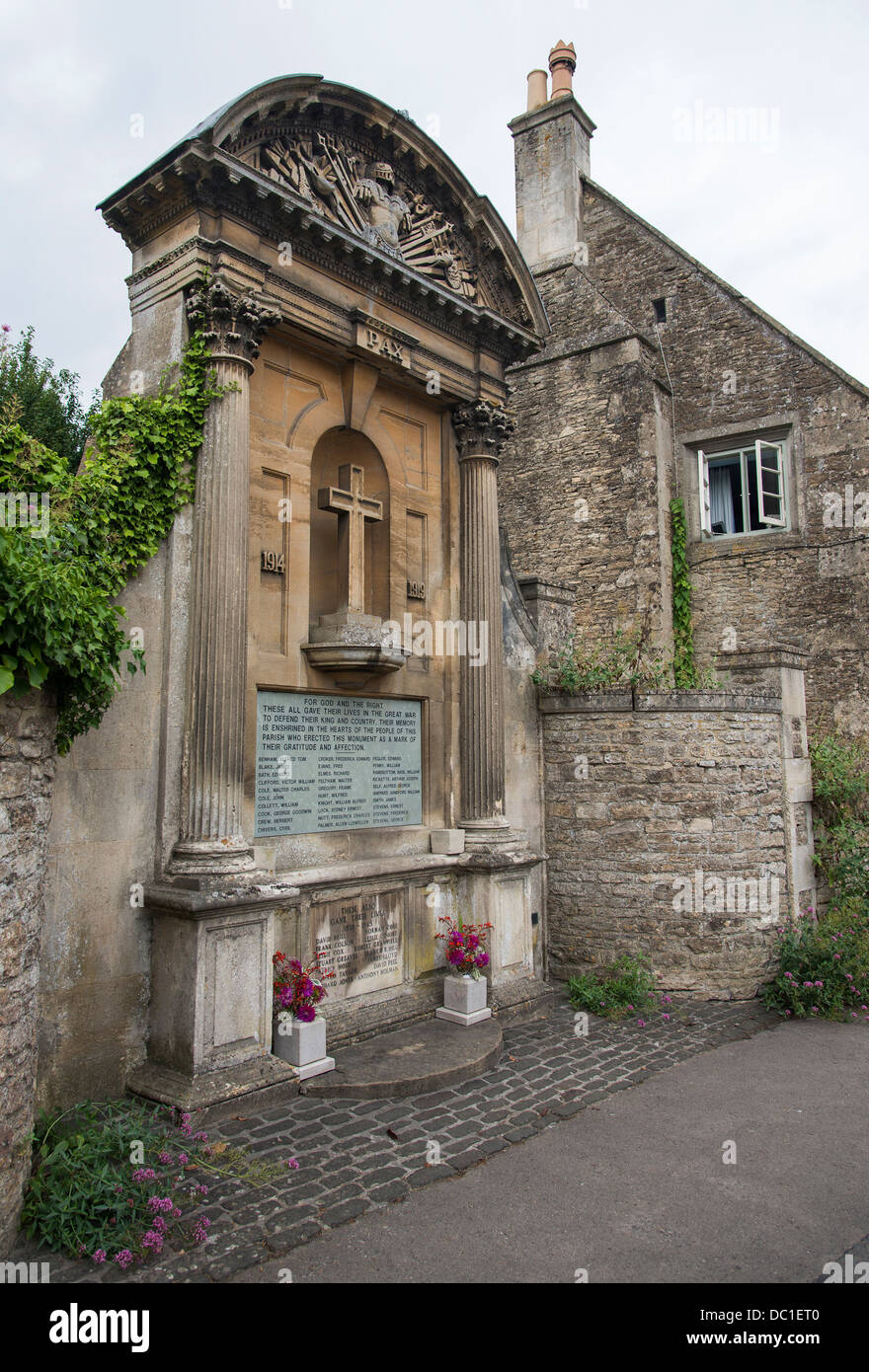 A memorial to those killed in the First World War who came from the village of Lacock, Wiltshire, England, United Kingdom. Stock Photo