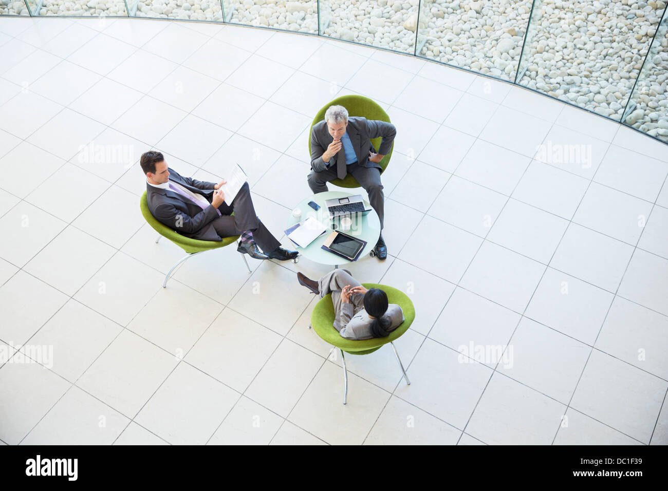 High angle view of business people in meeting Stock Photo