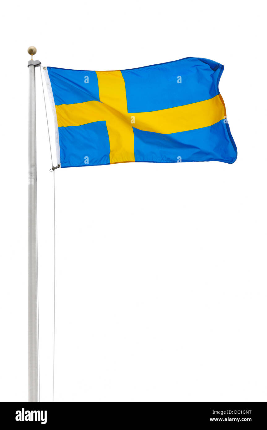 The Flag of Sweden Isolated on a White Background Stock Photo