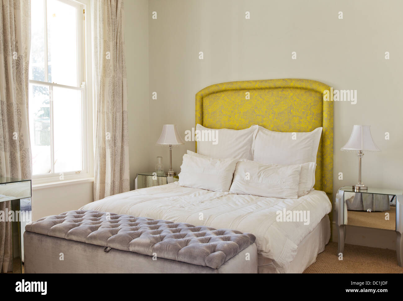 Bed in luxury bedroom Stock Photo