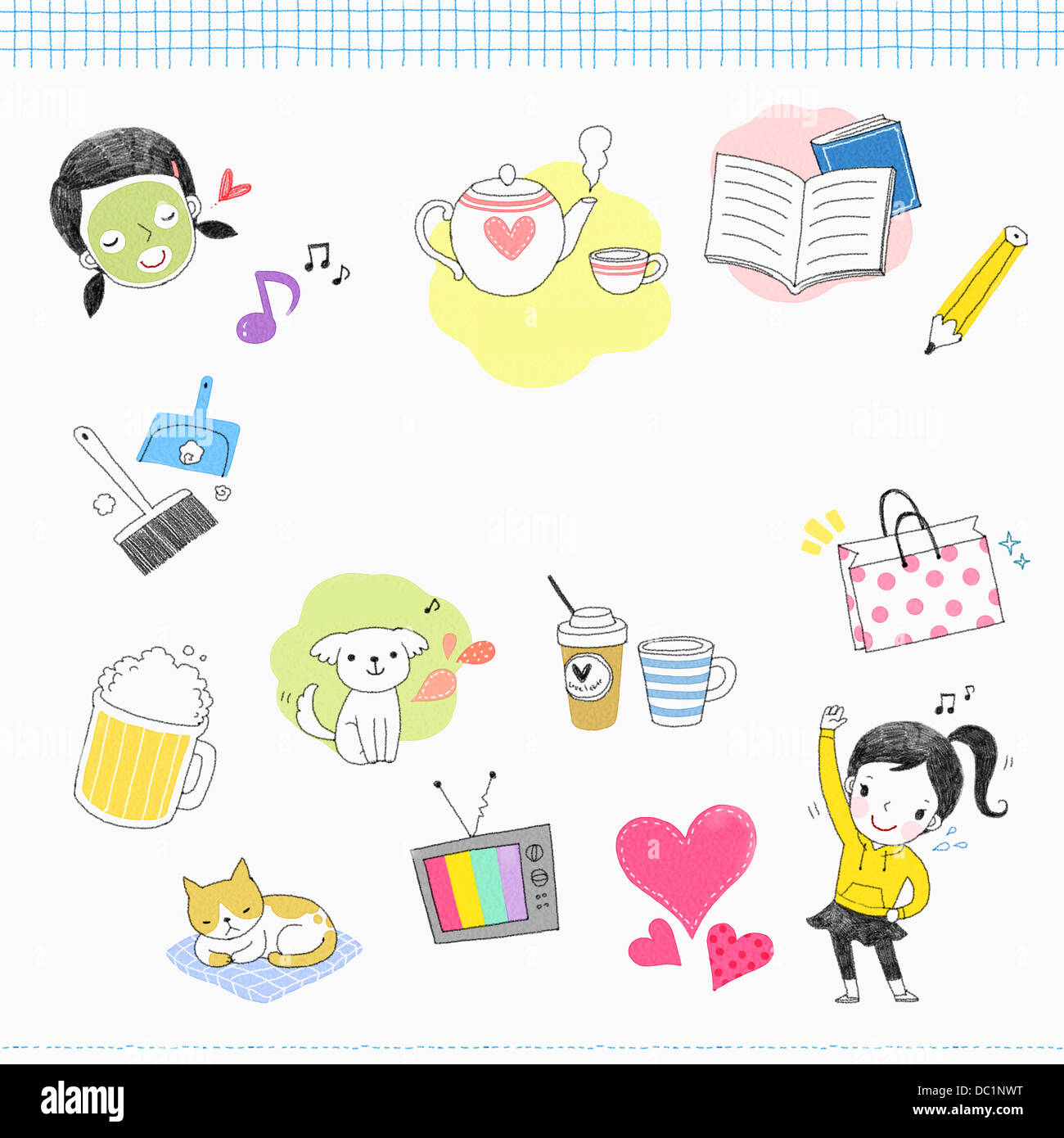 illustration set of icons related to leisure Stock Photo