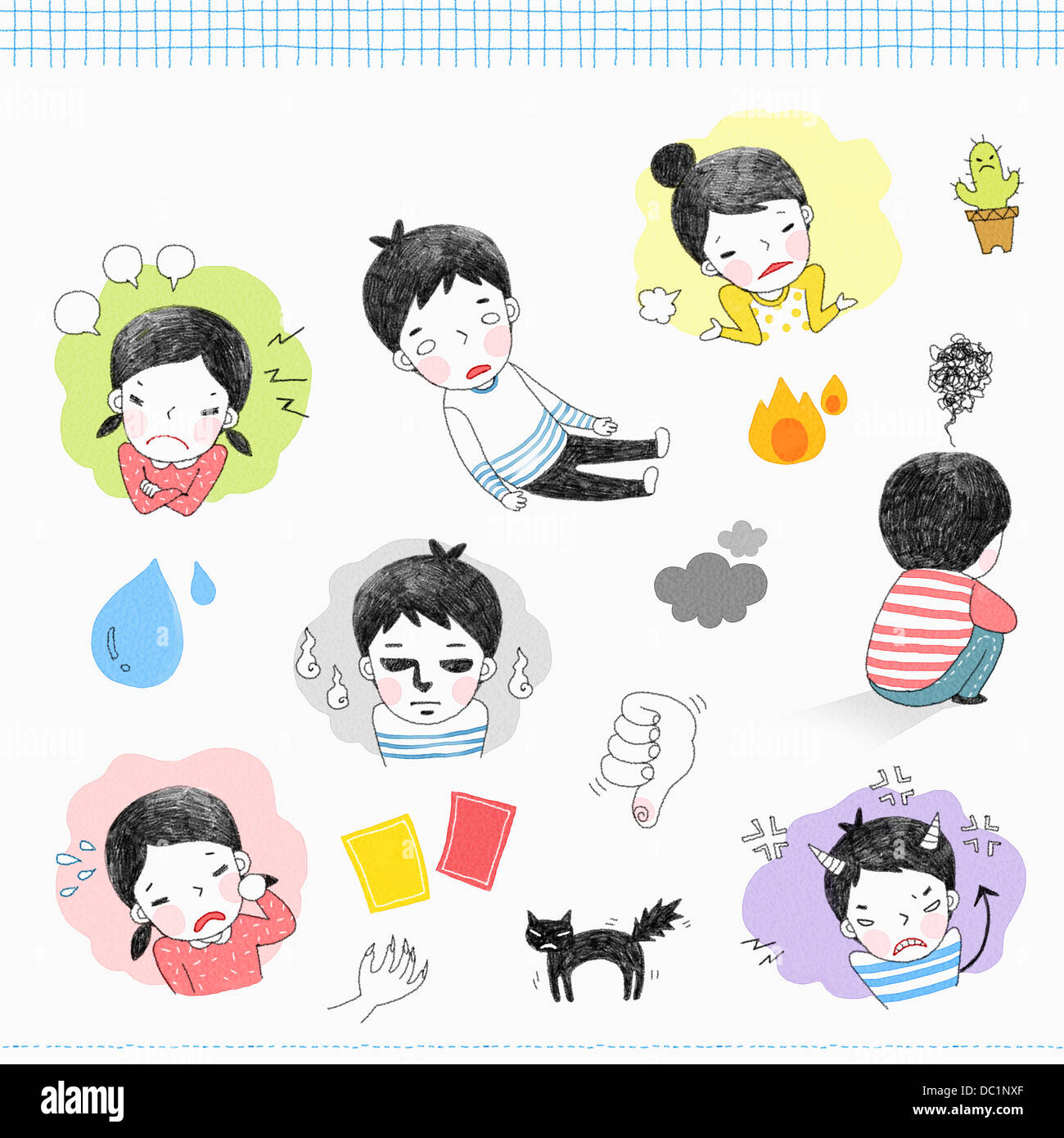 illustration set of icons related to negative emotions Stock Photo - Alamy