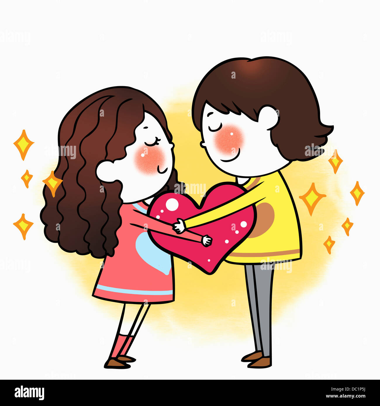 illustration of a couple in love Stock Photo - Alamy