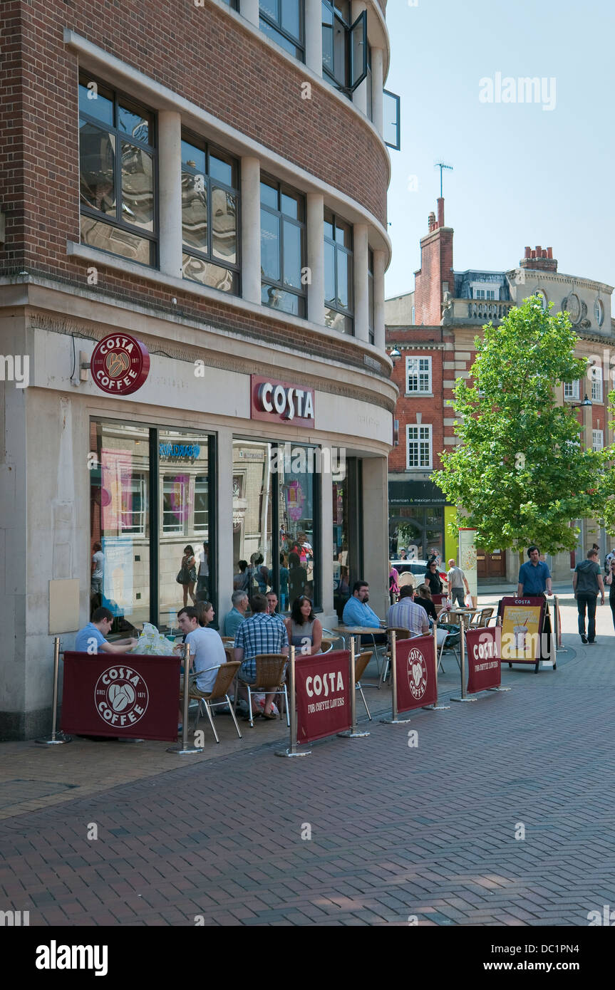 Costa Coffee pavement coffee shop. Buttermarket, Ipswich, Suffolk, UK