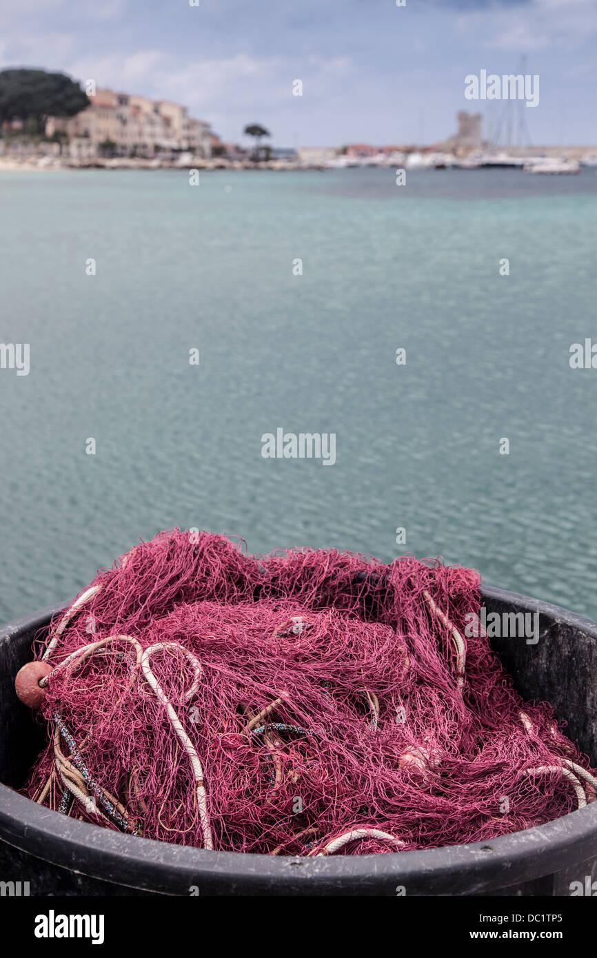 Fishing nets Marciana, Elba Island, Italy Stock Photo