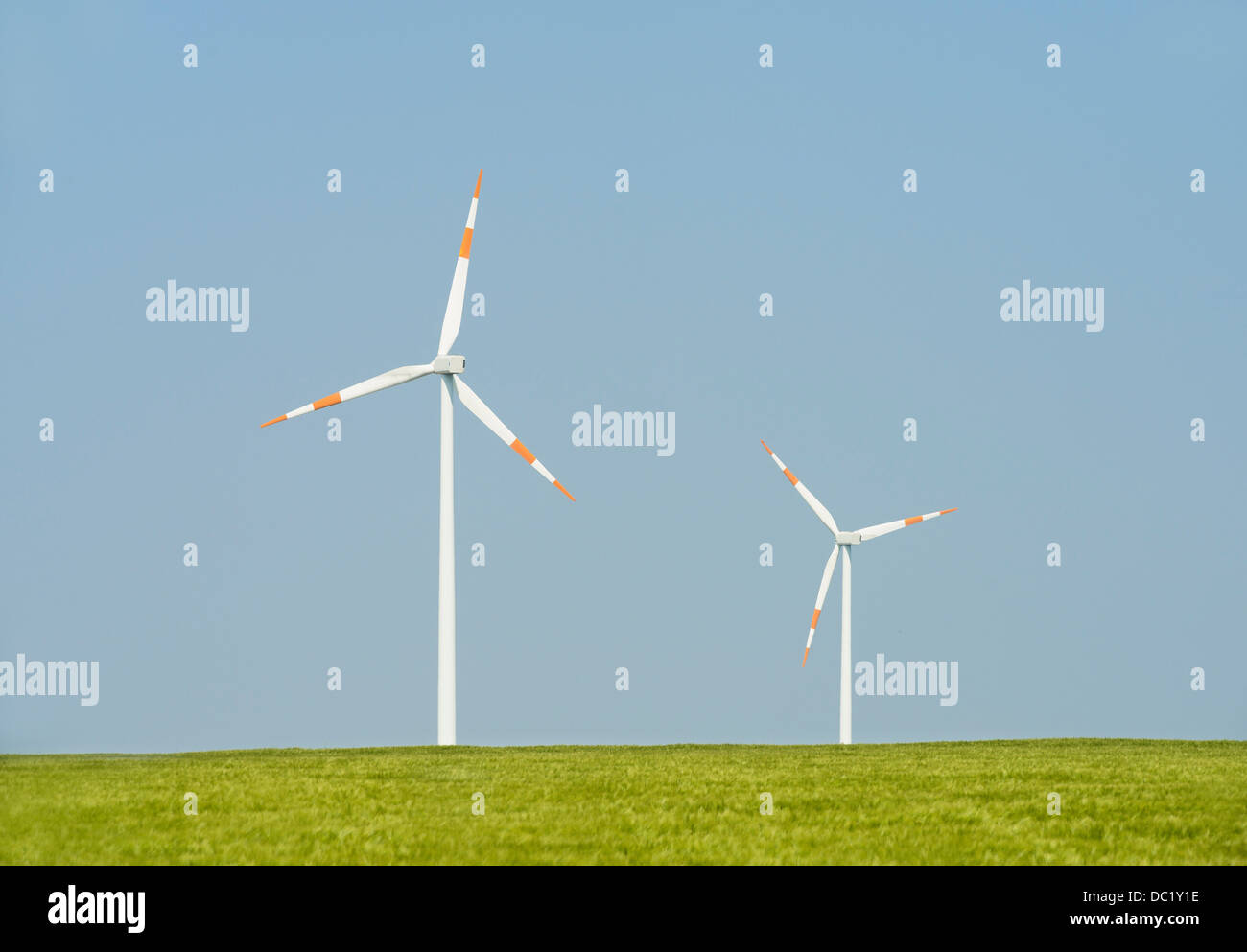Two wind turbines, Selfkant, Germany Stock Photo Alamy