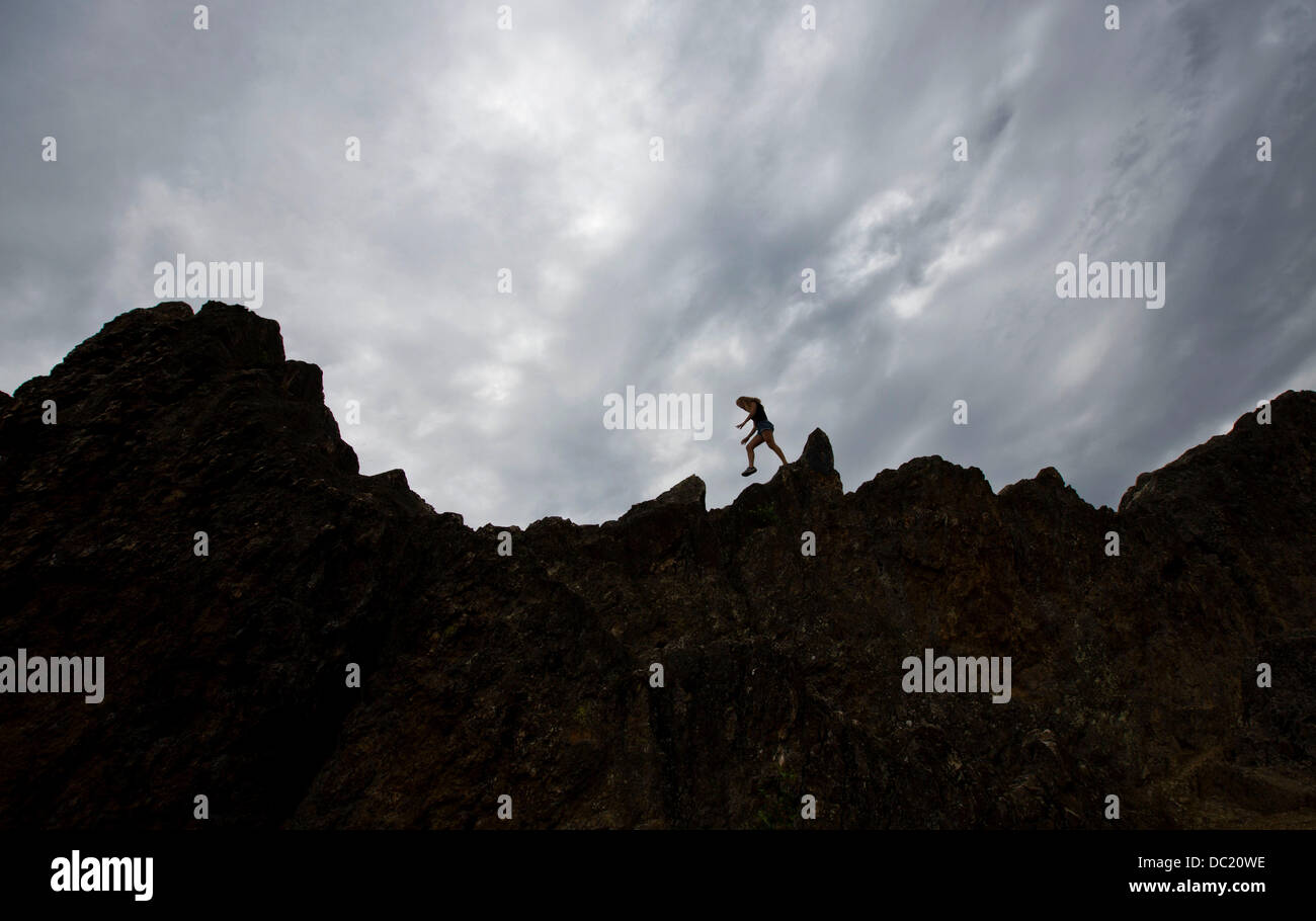 Woman jumps in front hi-res stock photography and images - Alamy