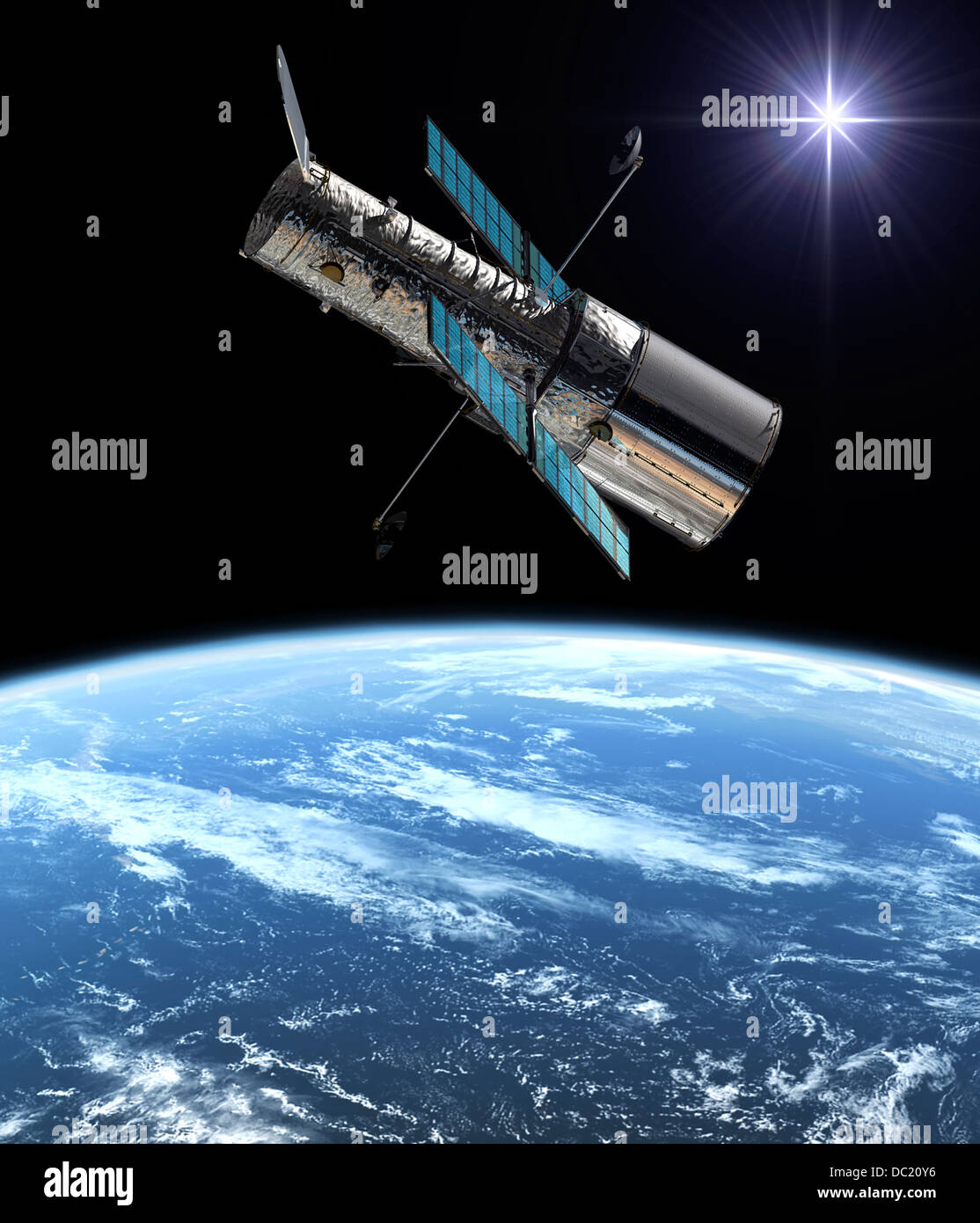 NASA Hubble Space Telescope in orbit above the earth Stock Photo - Alamy