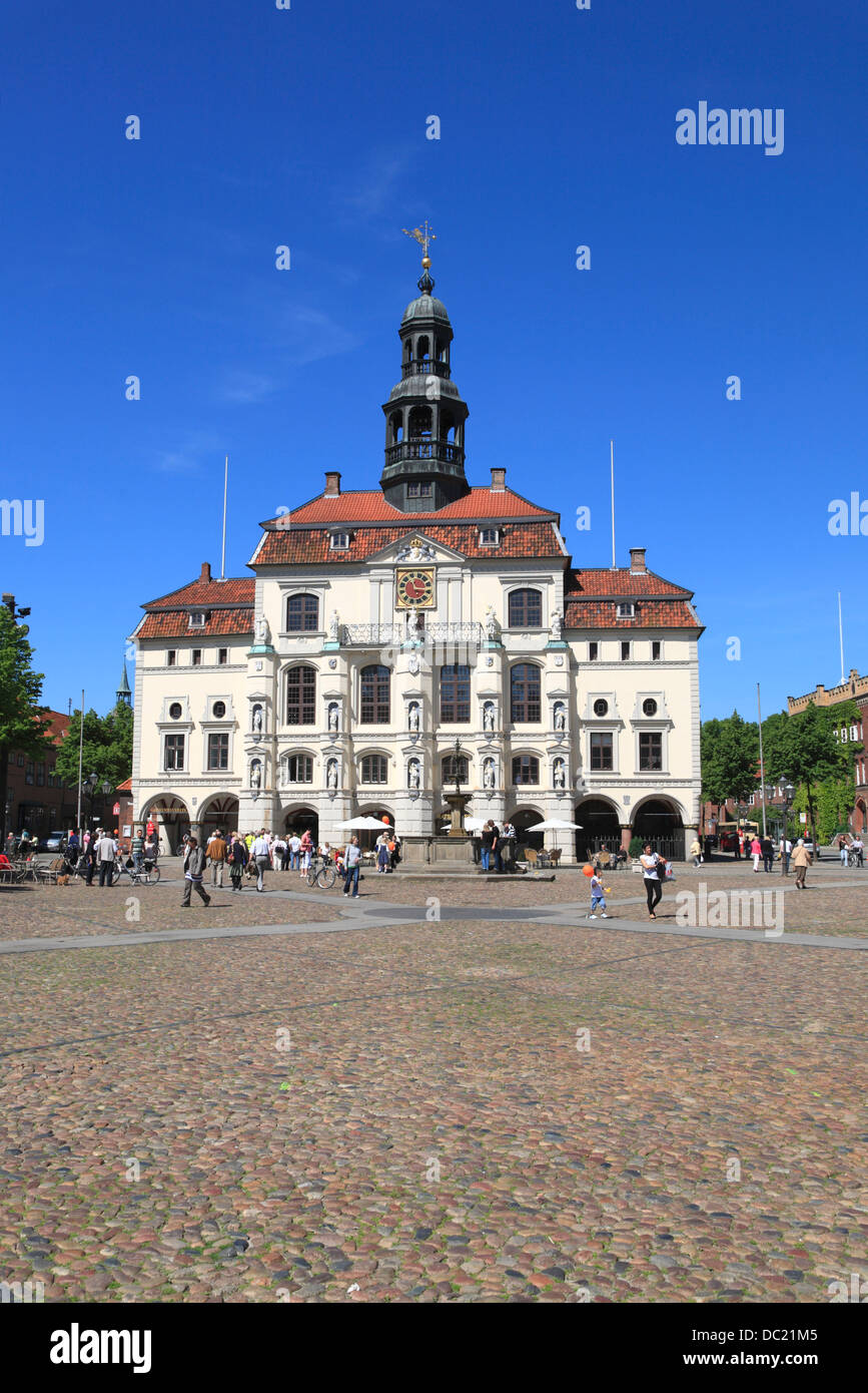 Town hall and market square, Lueneburg, Lüneburg, Lower Saxony, Germany, Europe Stock Photo