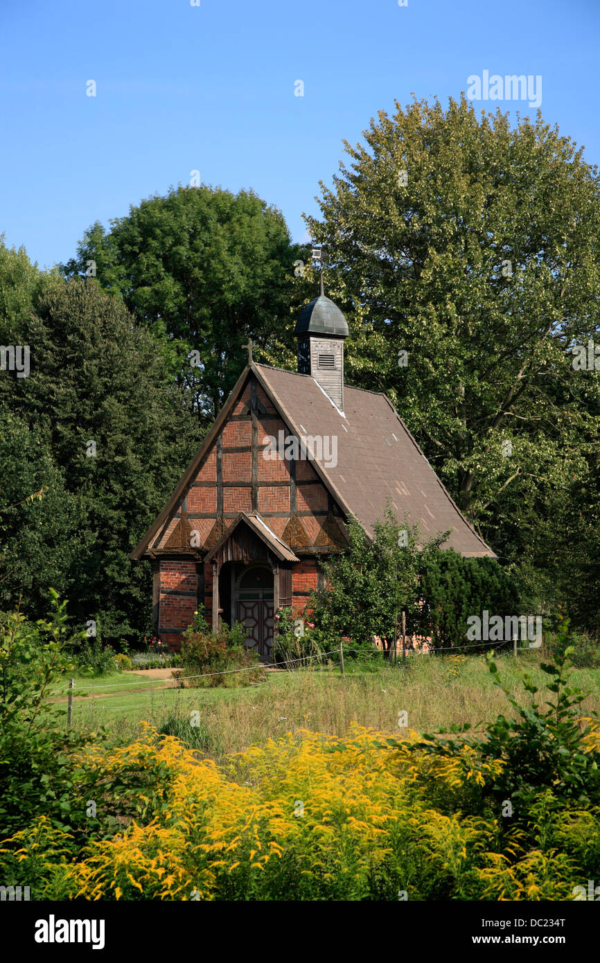 Little old church in Barnstedt near Lueneburg, Luneburg Heath, Lower Saxony, Germany Stock Photo