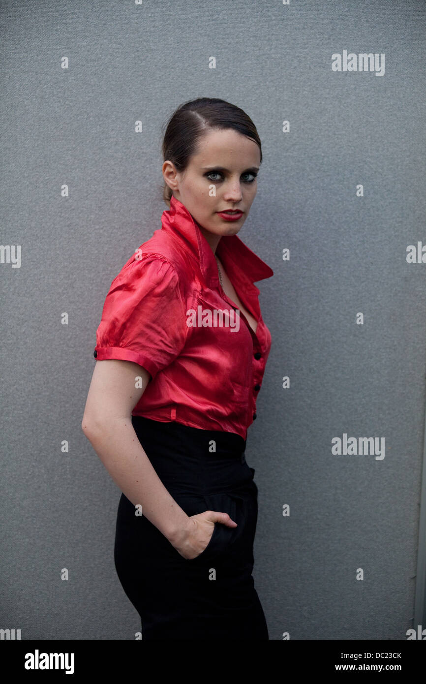 Anna Calvi (singer songwriter) photographed backstage at the Latitude Festival 2011 Stock Photo