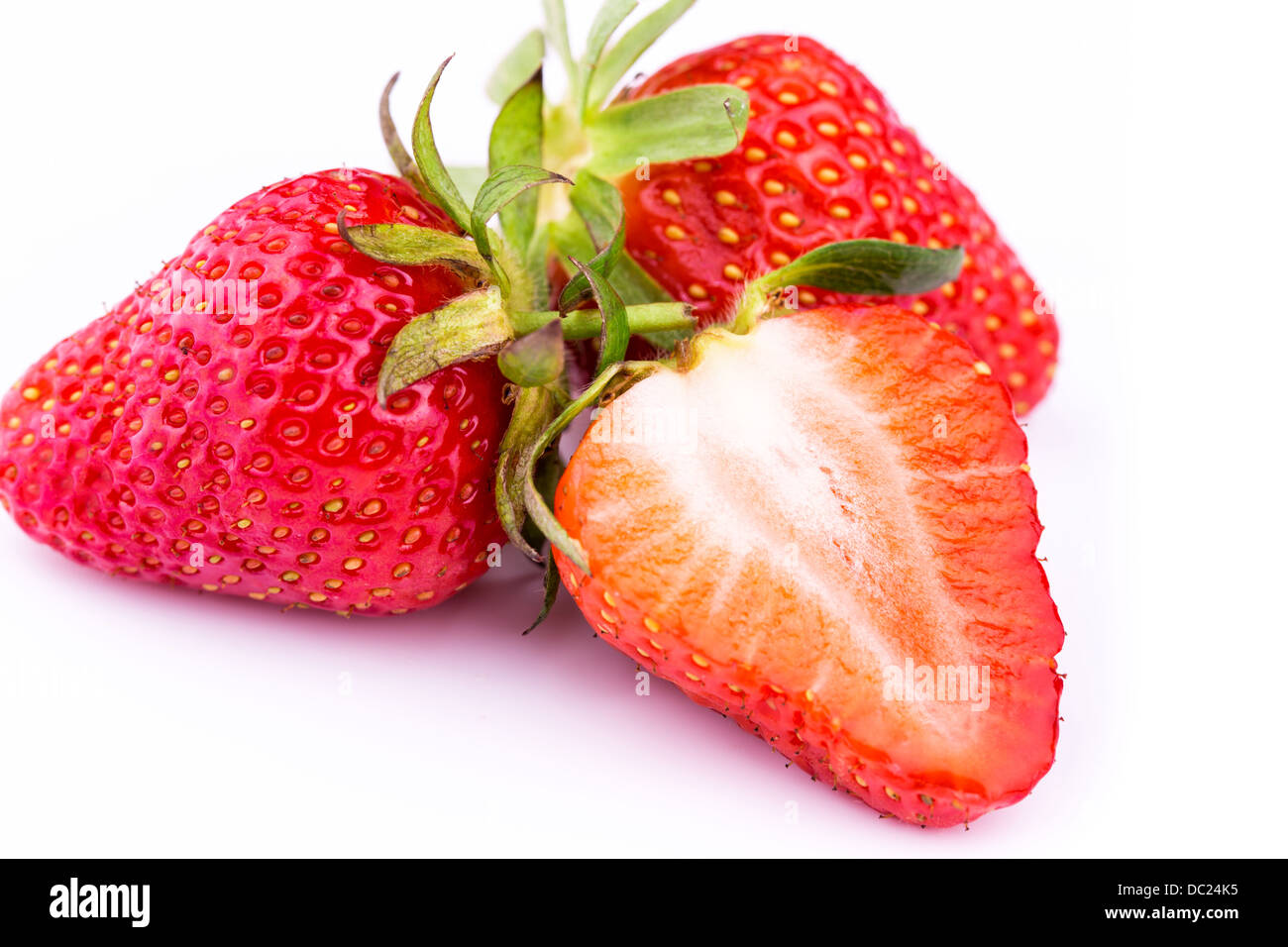 Fresh strawberries isolated on white background. Studio macro Stock ...