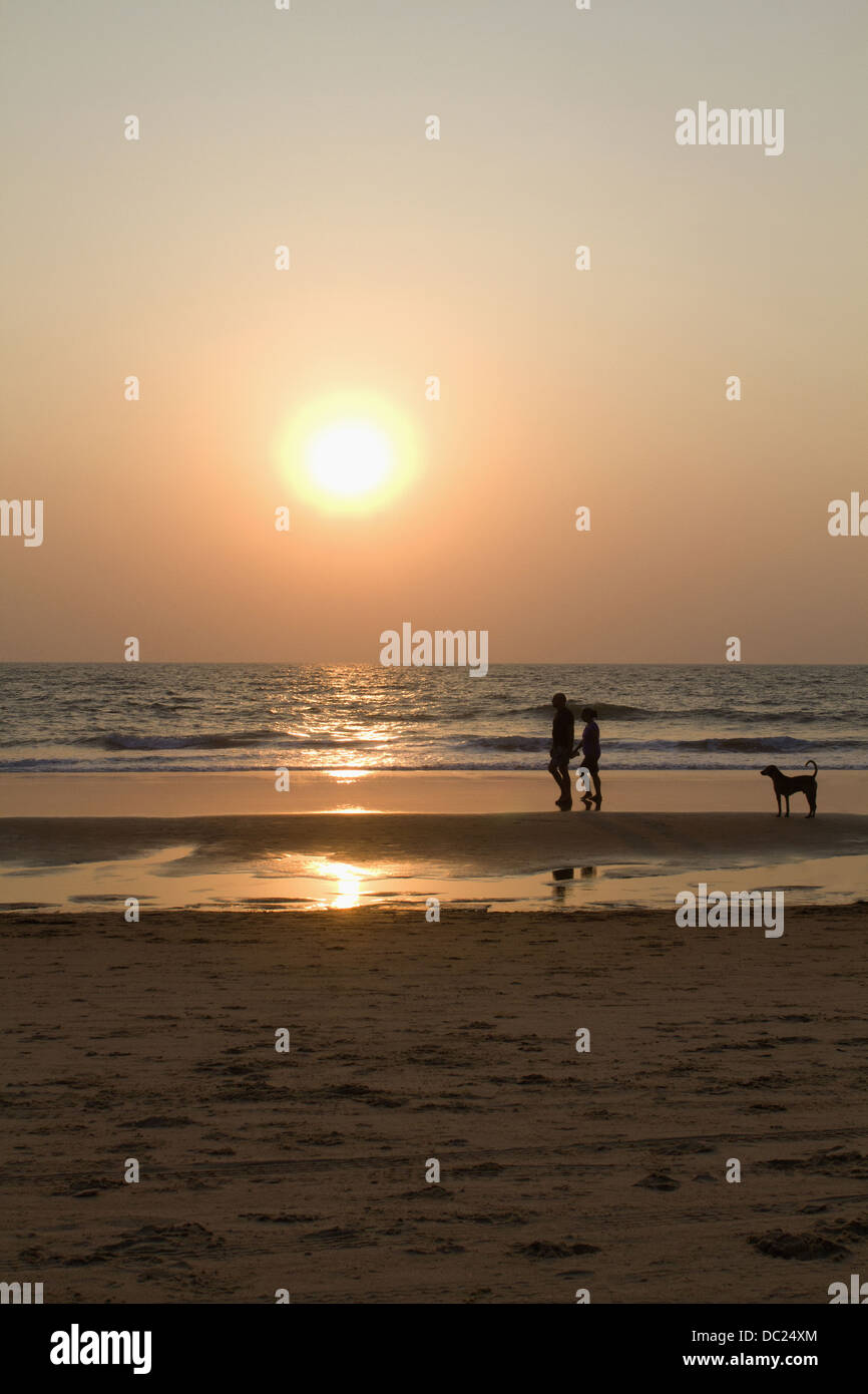 Sunset , Candolim beach, North Goa, India Stock Photo