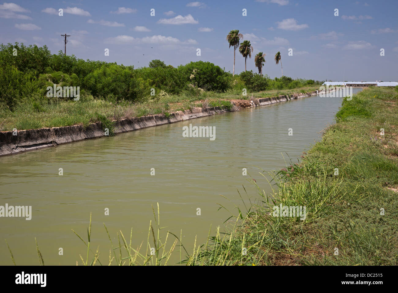 Irrigation Canal in Rio Grande Valley of Texas Stock Photo