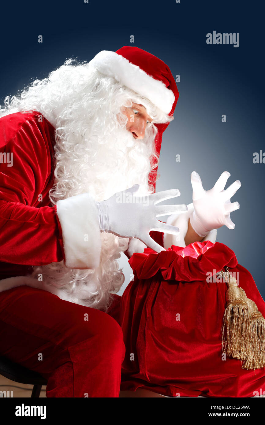santa claus with his gift bag Stock Photo - Alamy