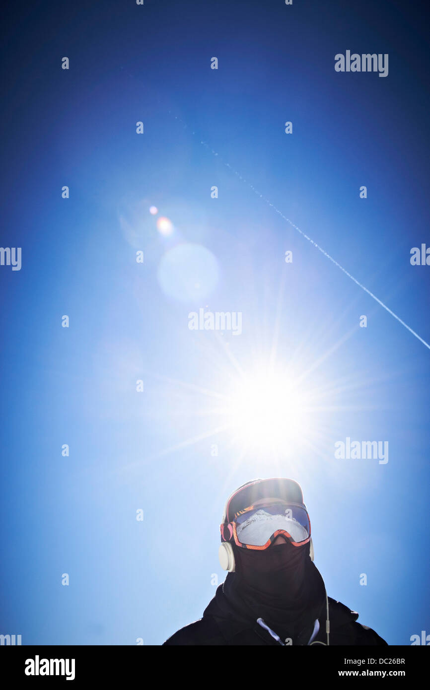Man wearing ski mask and jacket Stock Photo Alamy