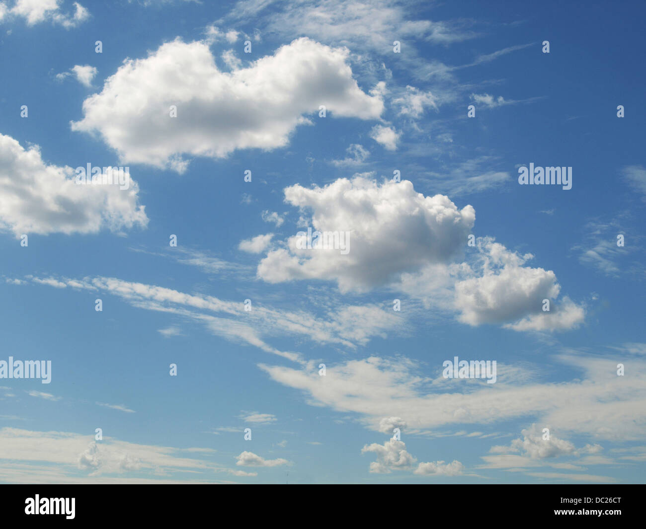 Background, blue summer sky with white clouds Stock Photo