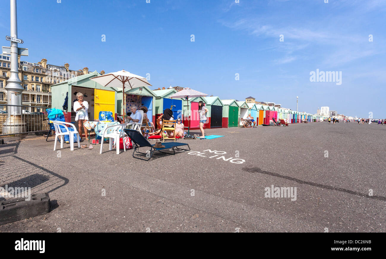 Row of beach huts, Brighton, England, UK Stock Photo