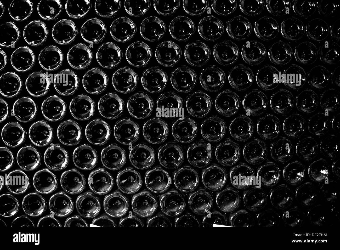 stacked wine in a cellar Stock Photo