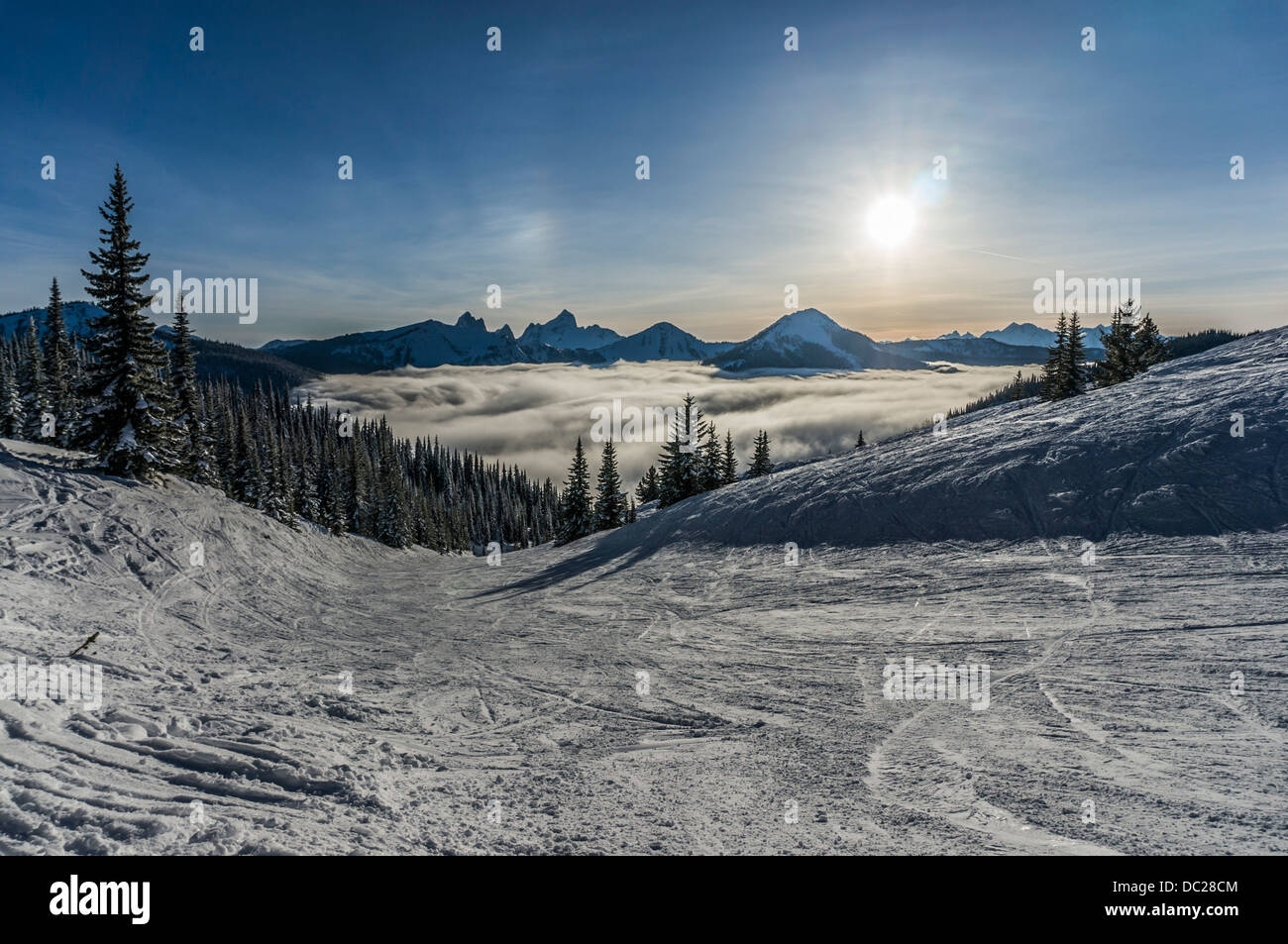 View from the top of Gibson's Pass Ski resort in Manning Park, British Colombia, Canada. Stock Photo