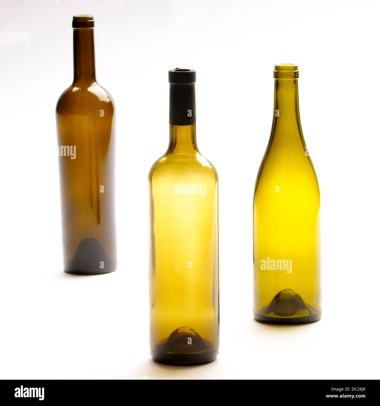 Three Empty Wine Bottles High Resolution Stock Photography and Images