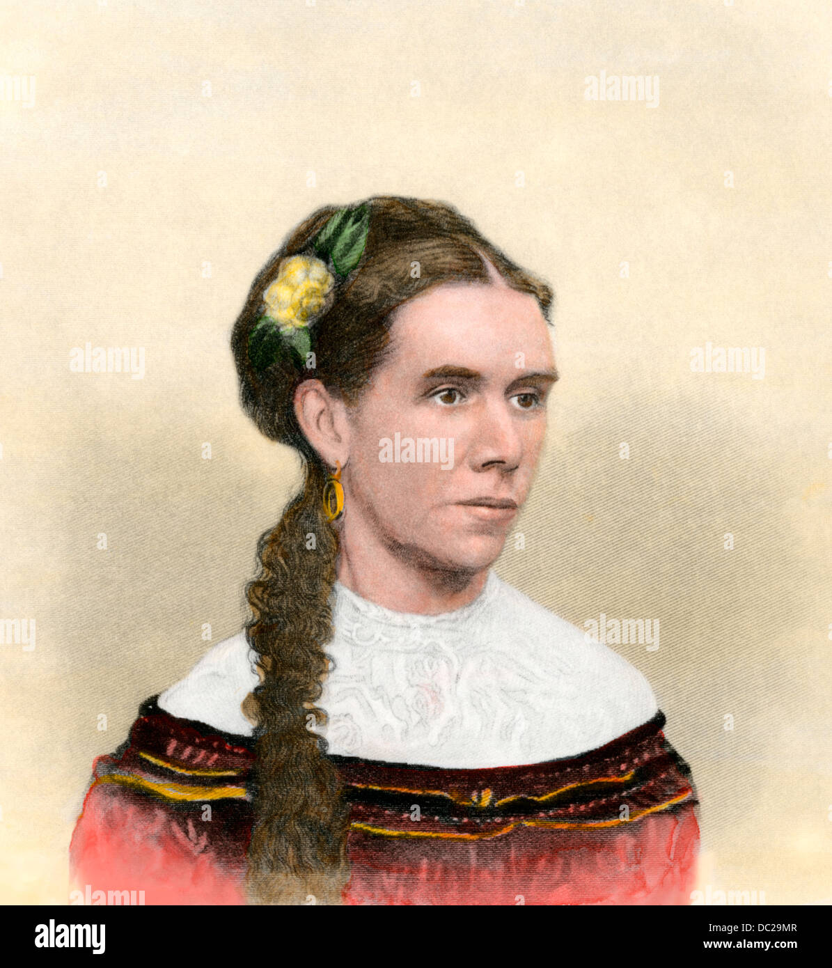 Martha Johnson Patterson, daughter of President Andrew Johnson, who served as White House hostess. Hand-colored engraving Stock Photo