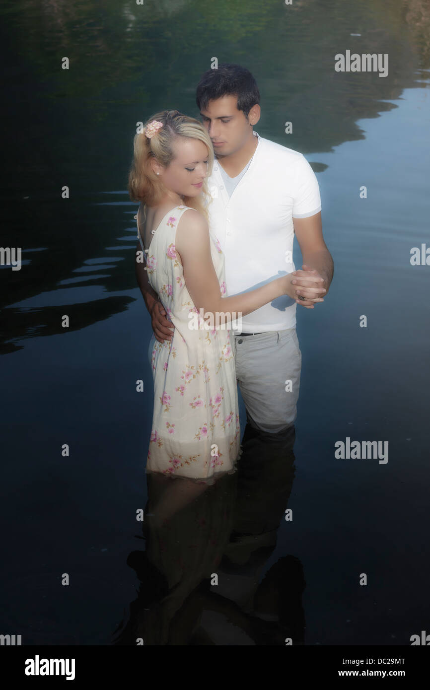 a couple dancing in water Stock Photo