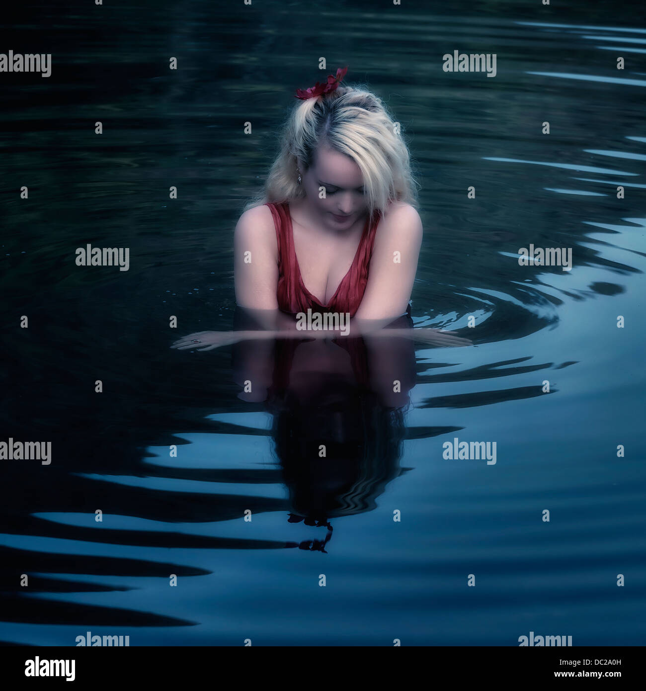 red dress swim