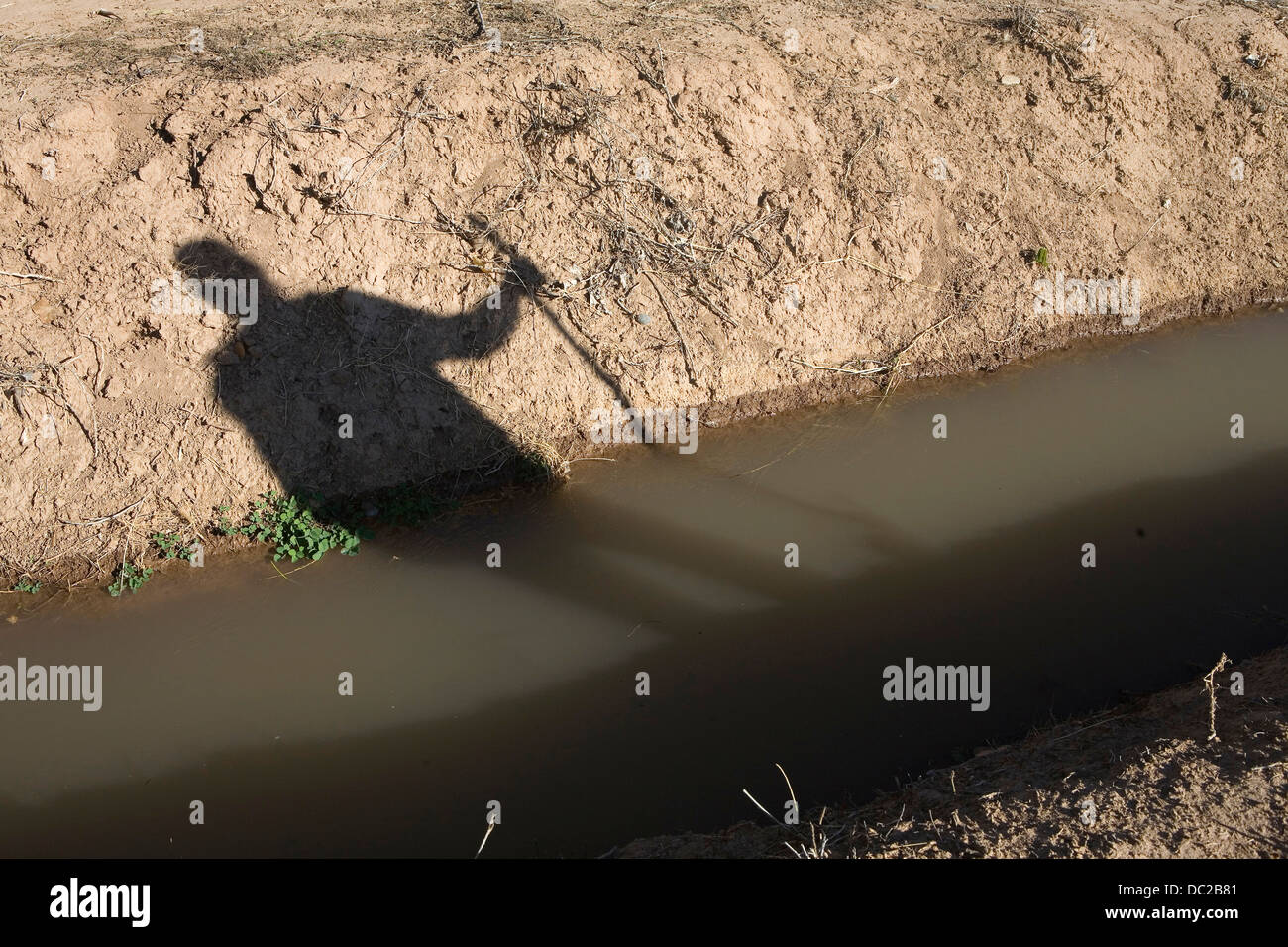 An acequia or irrigation ditch in the South Valley, Albuquerque, NM