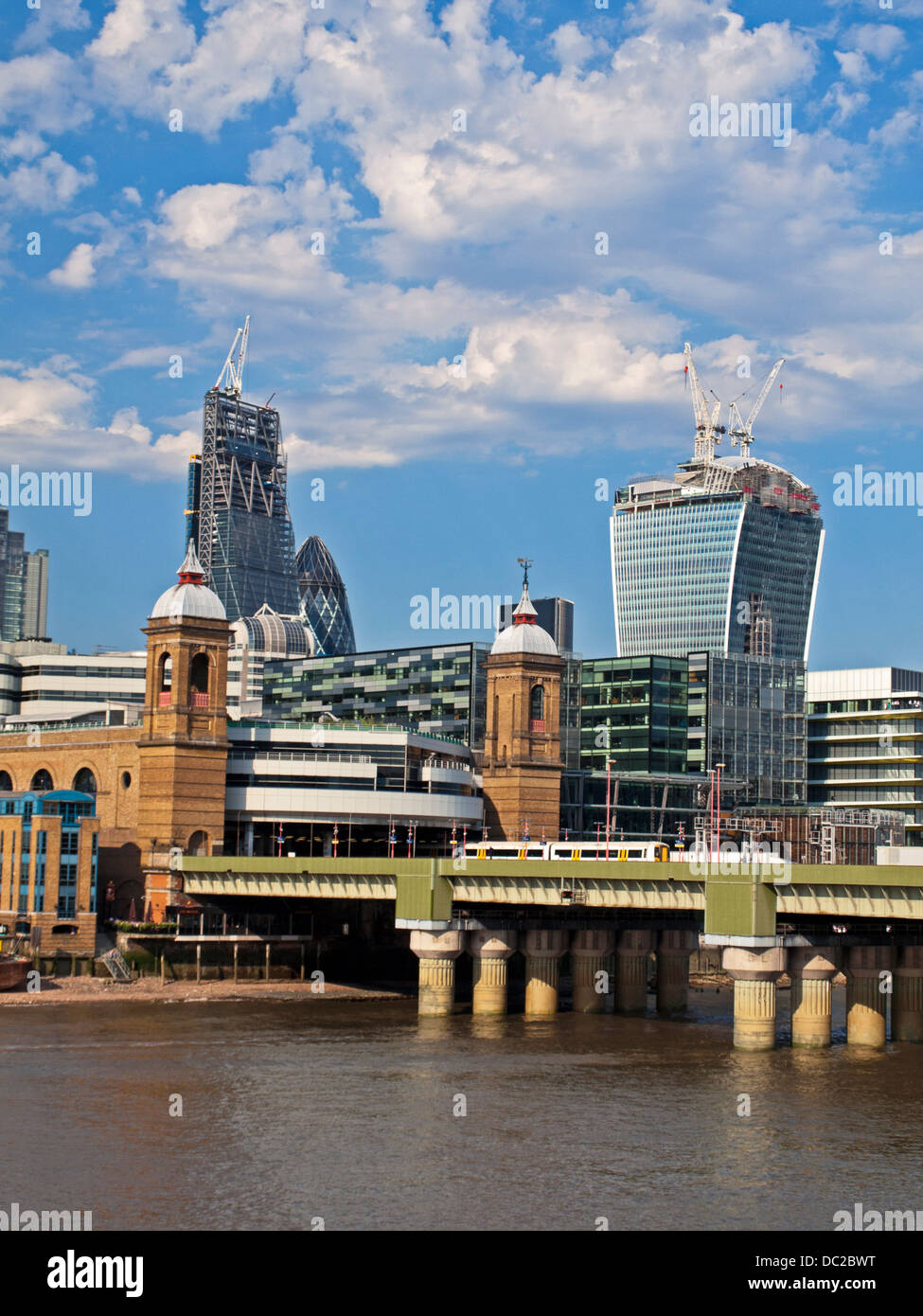 The City of London's skyline showing buildings under construction Stock ...
