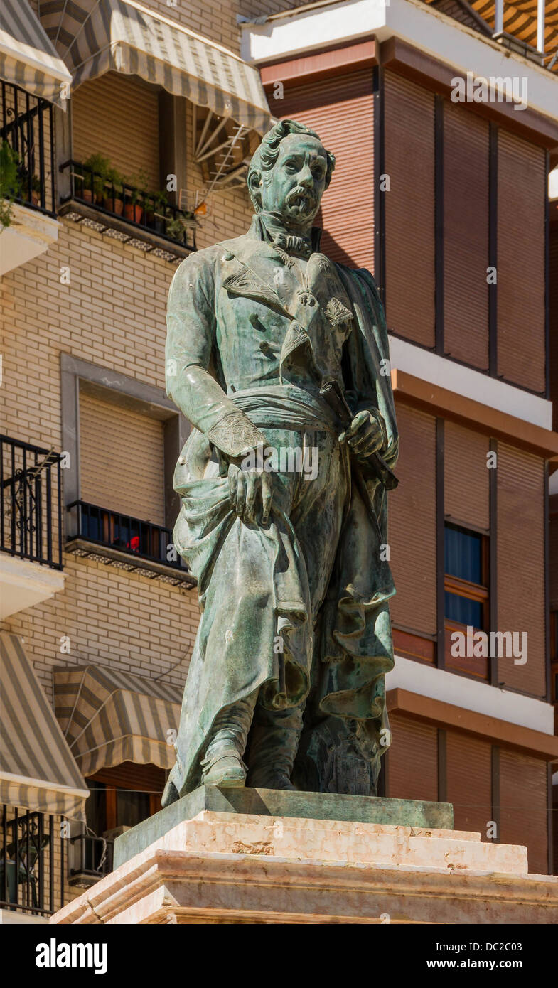Statue of Ramón María Narváez, 1st Duke of Valencia, in his native town, Loja, Andalusia, Spain. Stock Photo